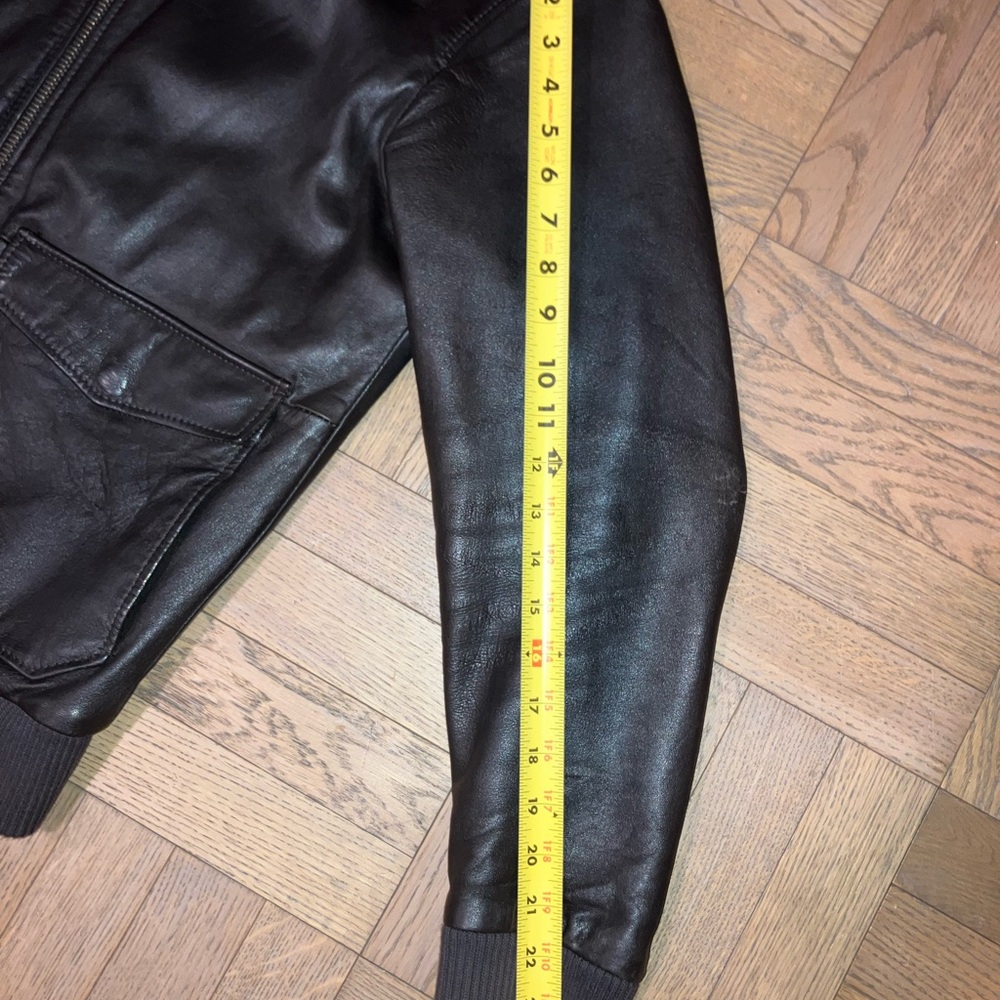Zara Men’s Leather Bomber Jacket Size M - Picture 5 of 8
